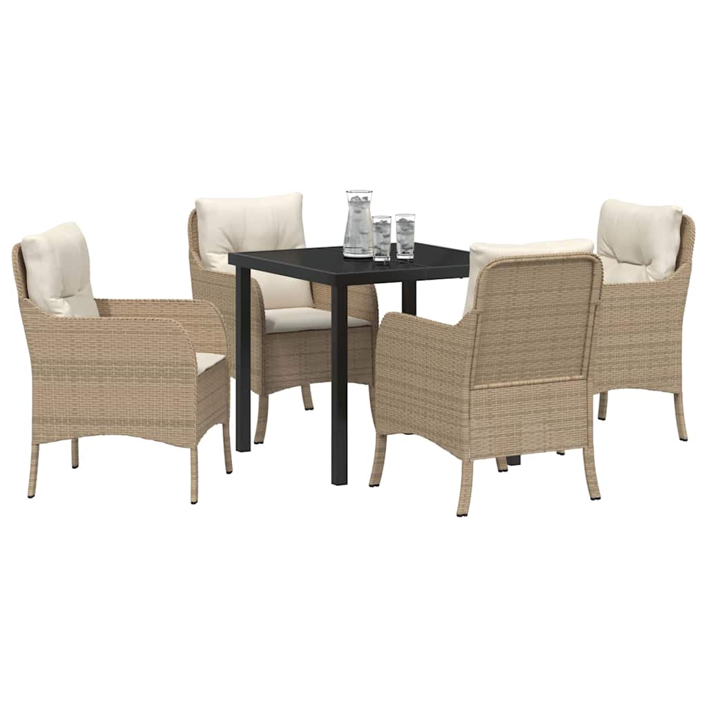Garten Essgruppe mit Kissen 5 pcs Beige Poly Rattan