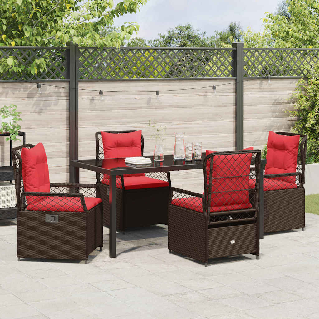 Garten Essgruppe 5 pcs Braun Poly-Rattan