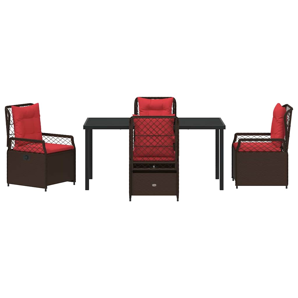 Garten Essgruppe 5 pcs Braun Poly-Rattan