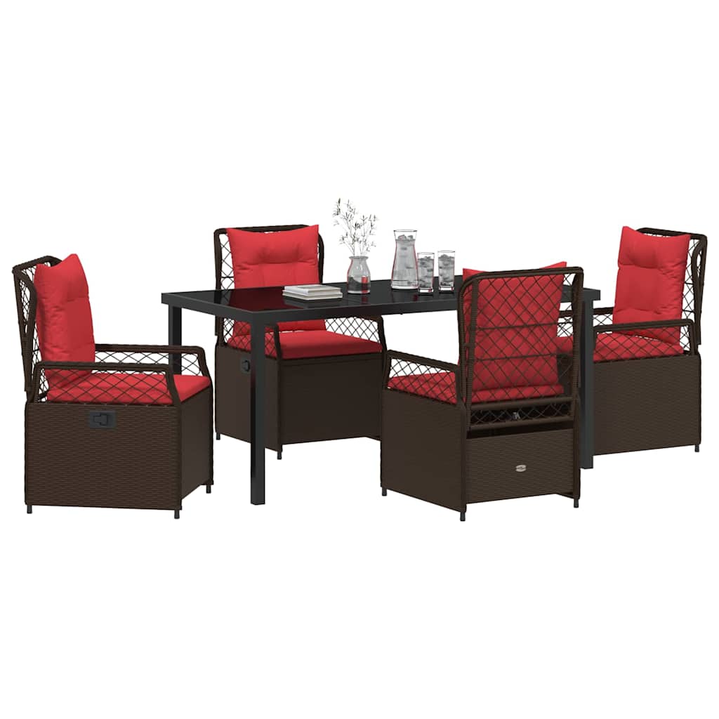 Garten Essgruppe 5 pcs Braun Poly-Rattan