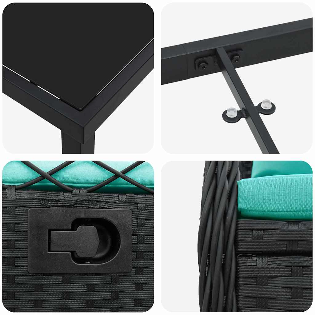 Garten Essgruppe 5 pcs Schwarz Poly-Rattan
