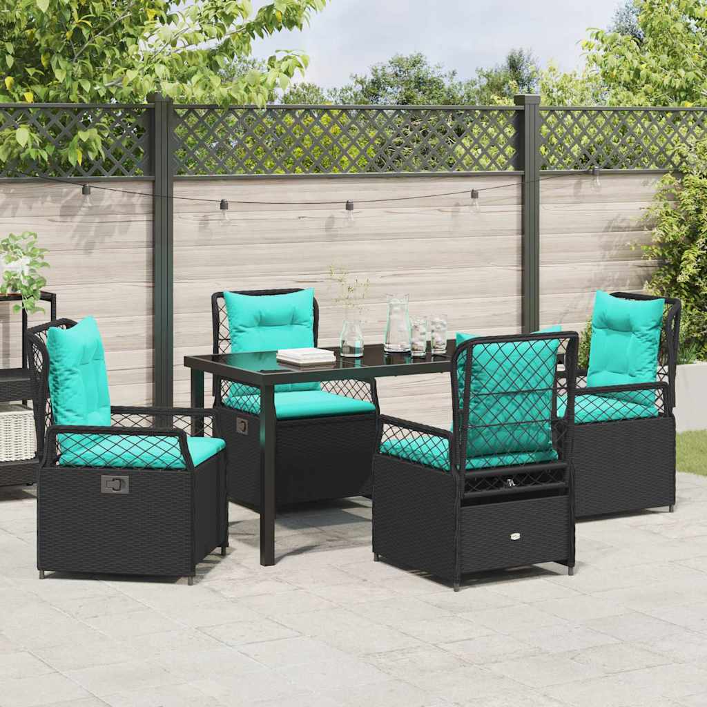 Garten Essgruppe 5 pcs Schwarz Poly-Rattan