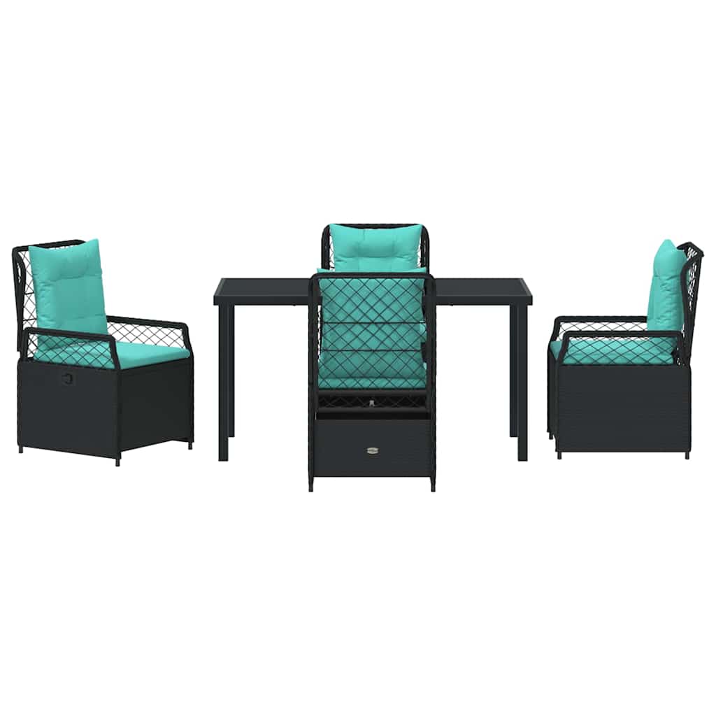 Garten Essgruppe 5 pcs Schwarz Poly-Rattan
