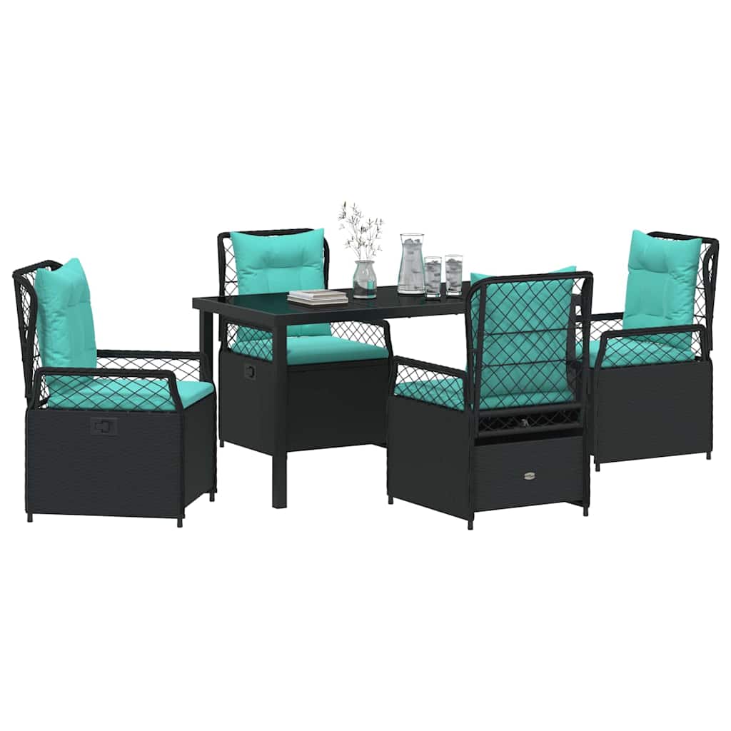Garten Essgruppe 5 pcs Schwarz Poly-Rattan