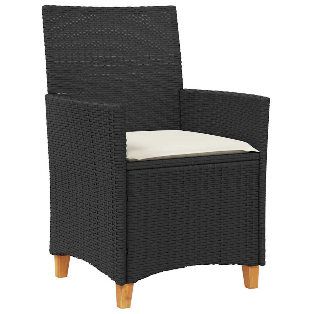 Garten Essgruppe 3 pcs Schwarz Poly-Rattan