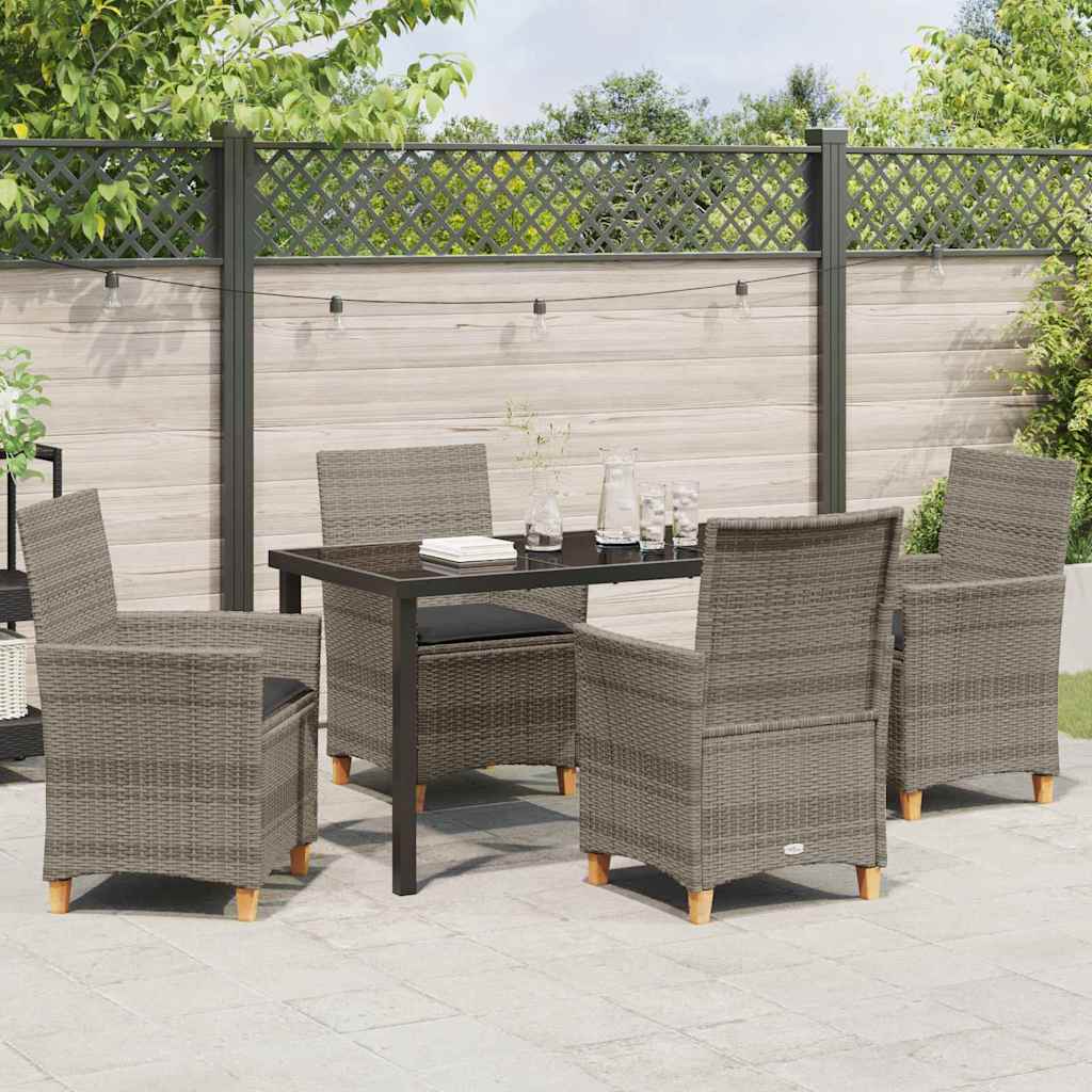 Garten Essgruppe 5 pcs Grau Poly-Rattan