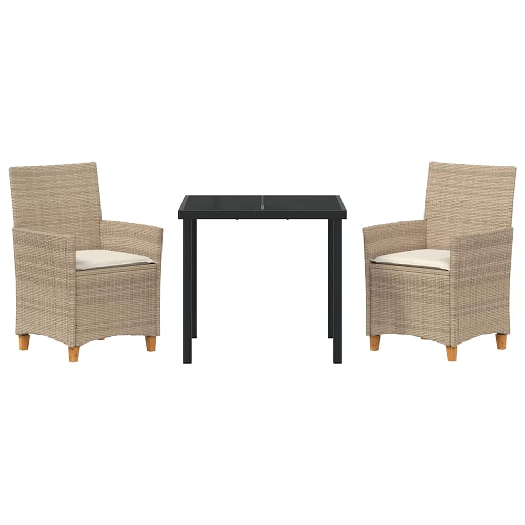 Garten Essgruppe 3 pcs Beige Poly-Rattan