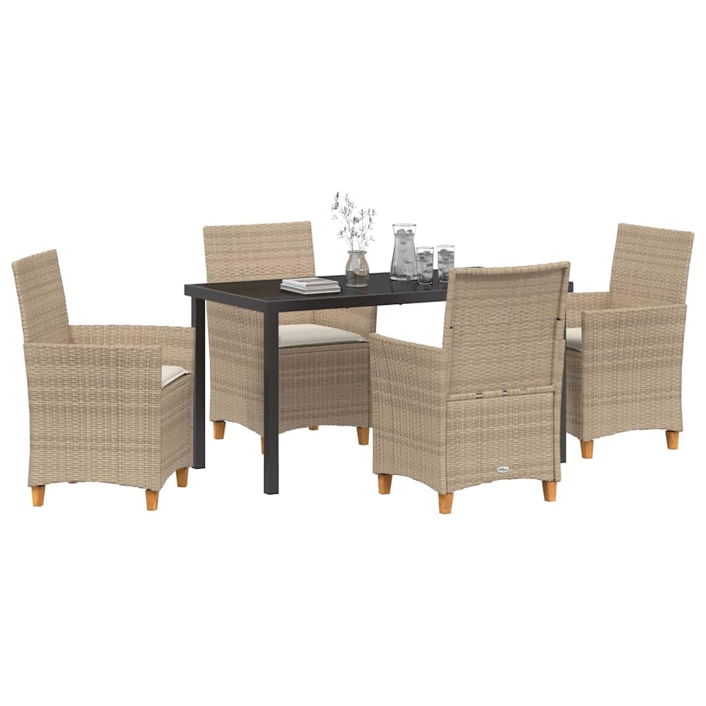 Garten Essgruppe 5 pcs Beige Poly-Rattan