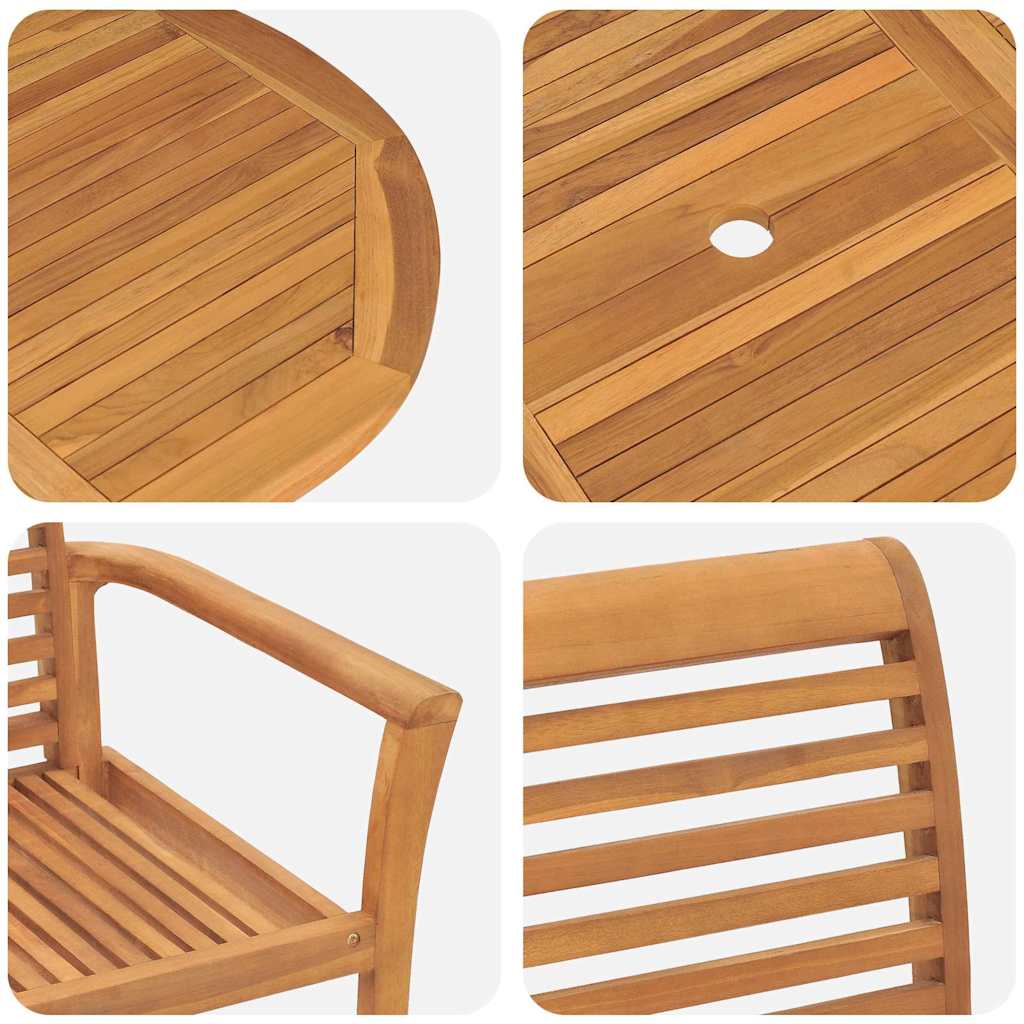 Garten Essgruppe 7 pcs Braun Massivholz Teak