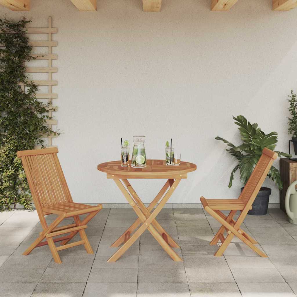 Garten-Essgruppe 2 pcs Braun Teak-Massivholz