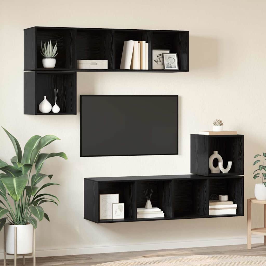 TV-Schrank-Set 4 pcs Schwarze Eiche 37 x 37 x 142,5 cm