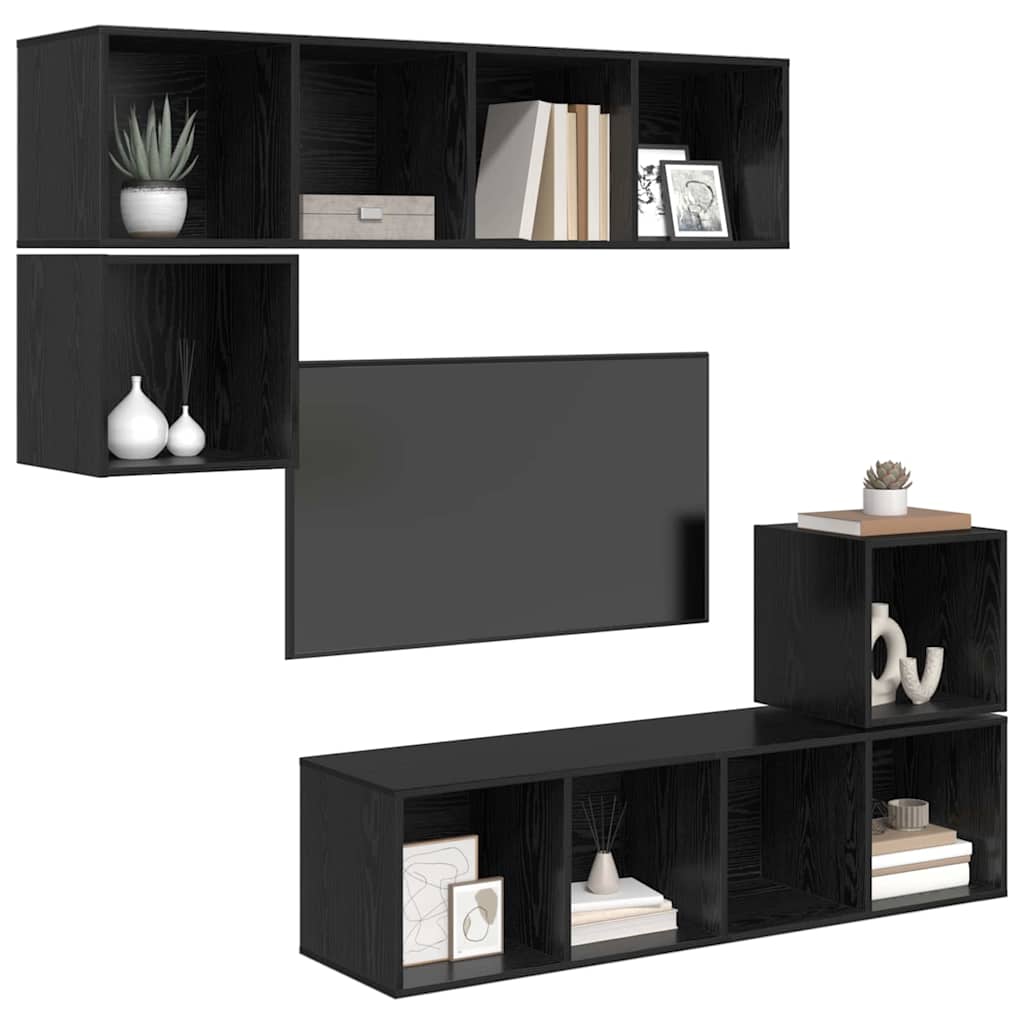 TV-Schrank-Set 4 pcs Schwarze Eiche 37 x 37 x 142,5 cm