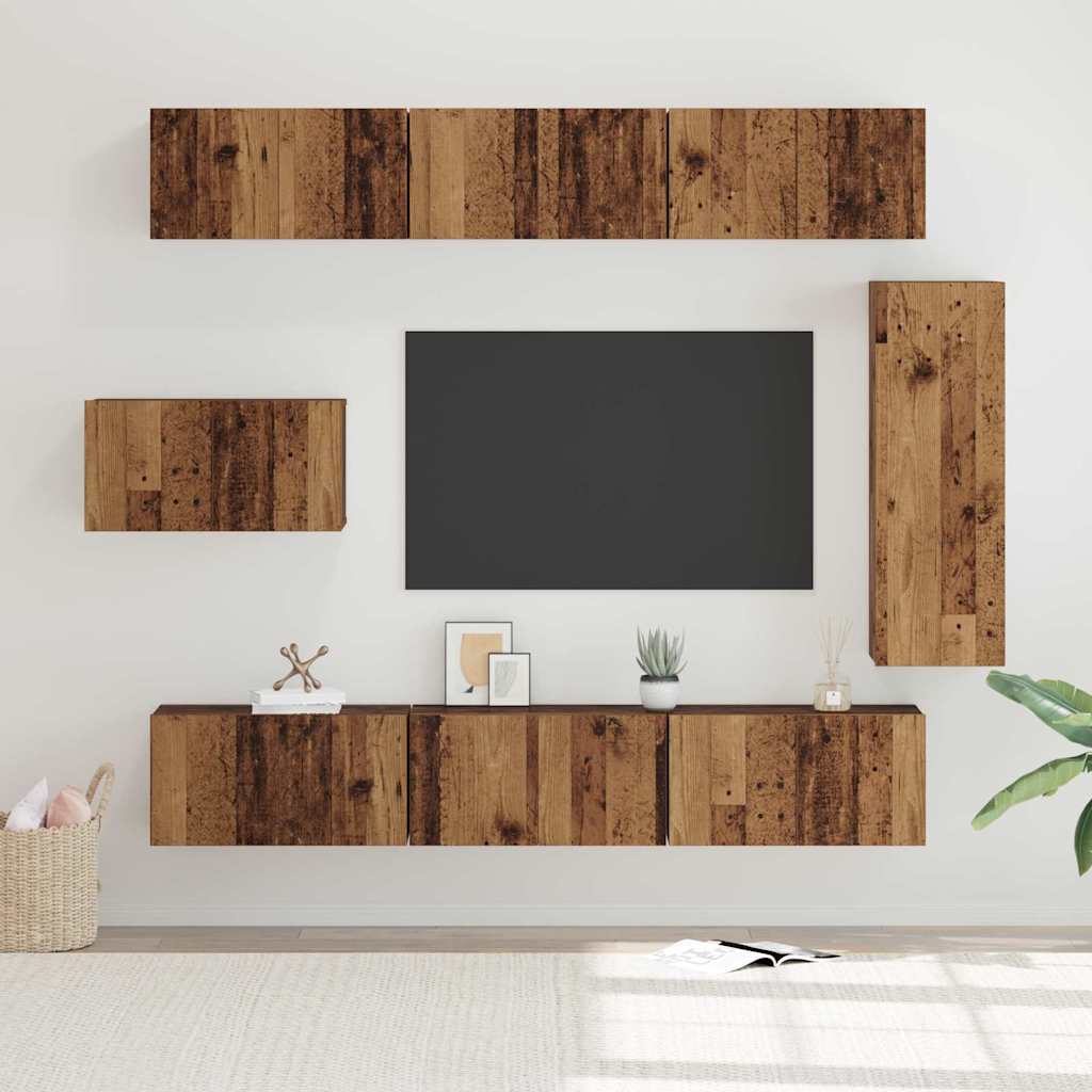 TV-Schrank-Set 8 pcs Altholz 30,5 x 30 x 90 cm Holzwerkstoff