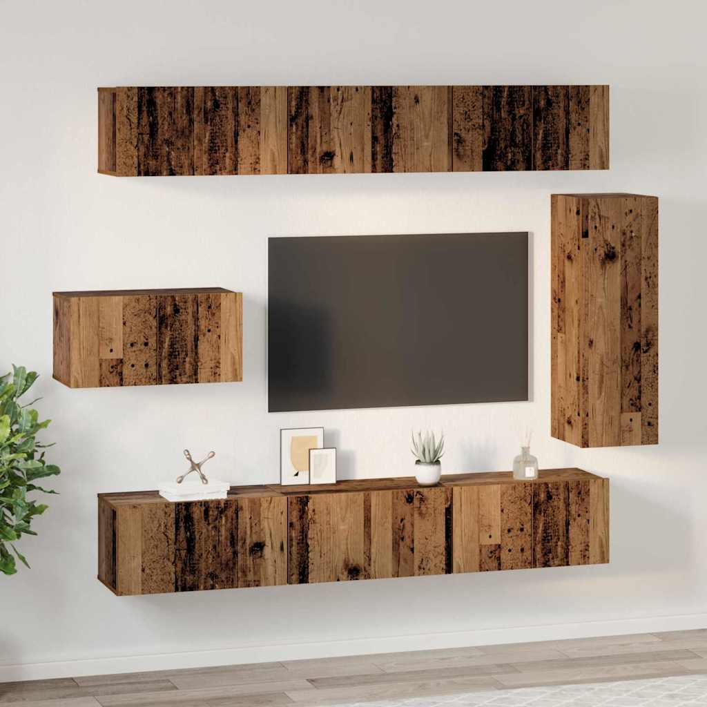TV-Schrank-Set 8 pcs Altholz 30,5 x 30 x 90 cm Holzwerkstoff
