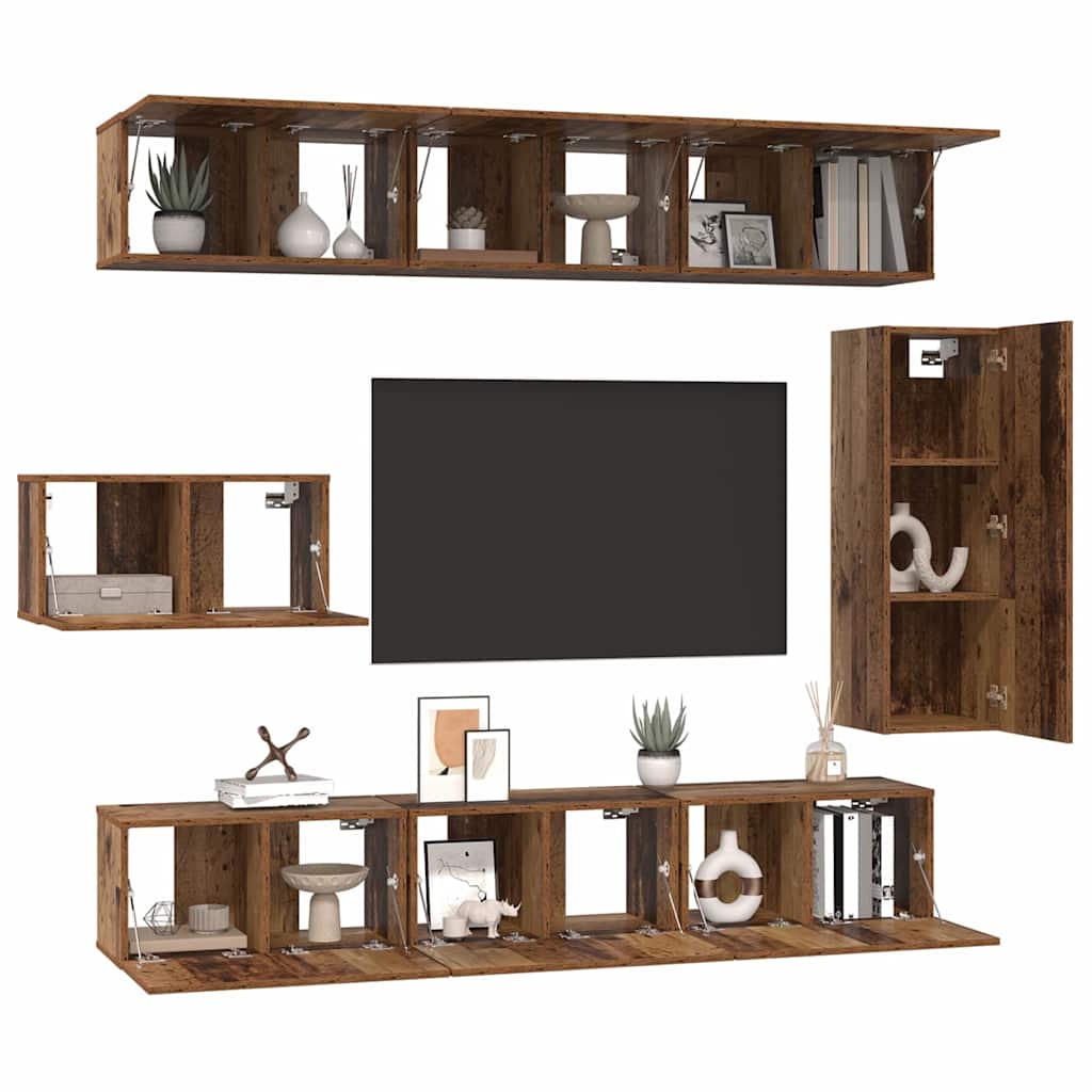 TV-Schrank-Set 8 pcs Altholz 30,5 x 30 x 90 cm Holzwerkstoff
