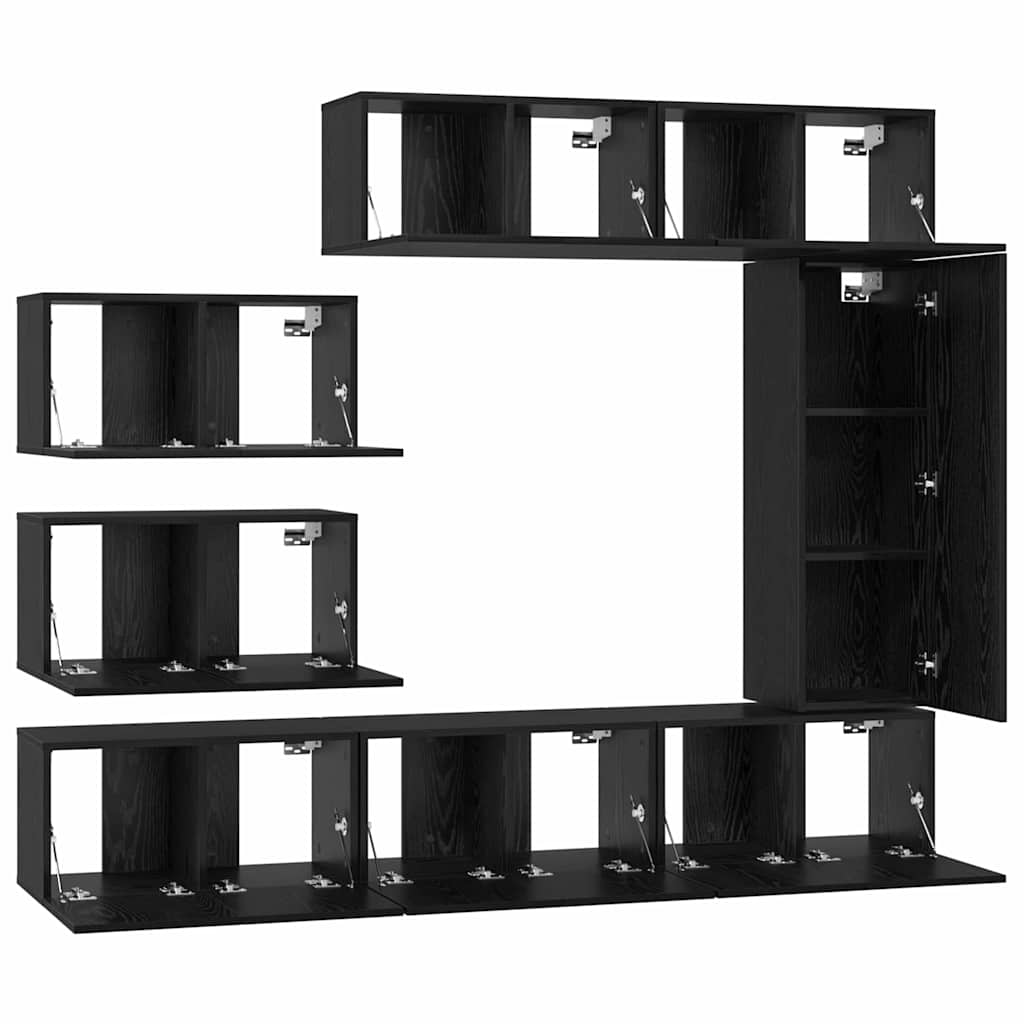 TV-Schrank-Set 8 pcs Schwarze Eiche 30,5 x 30 x 90 cm
