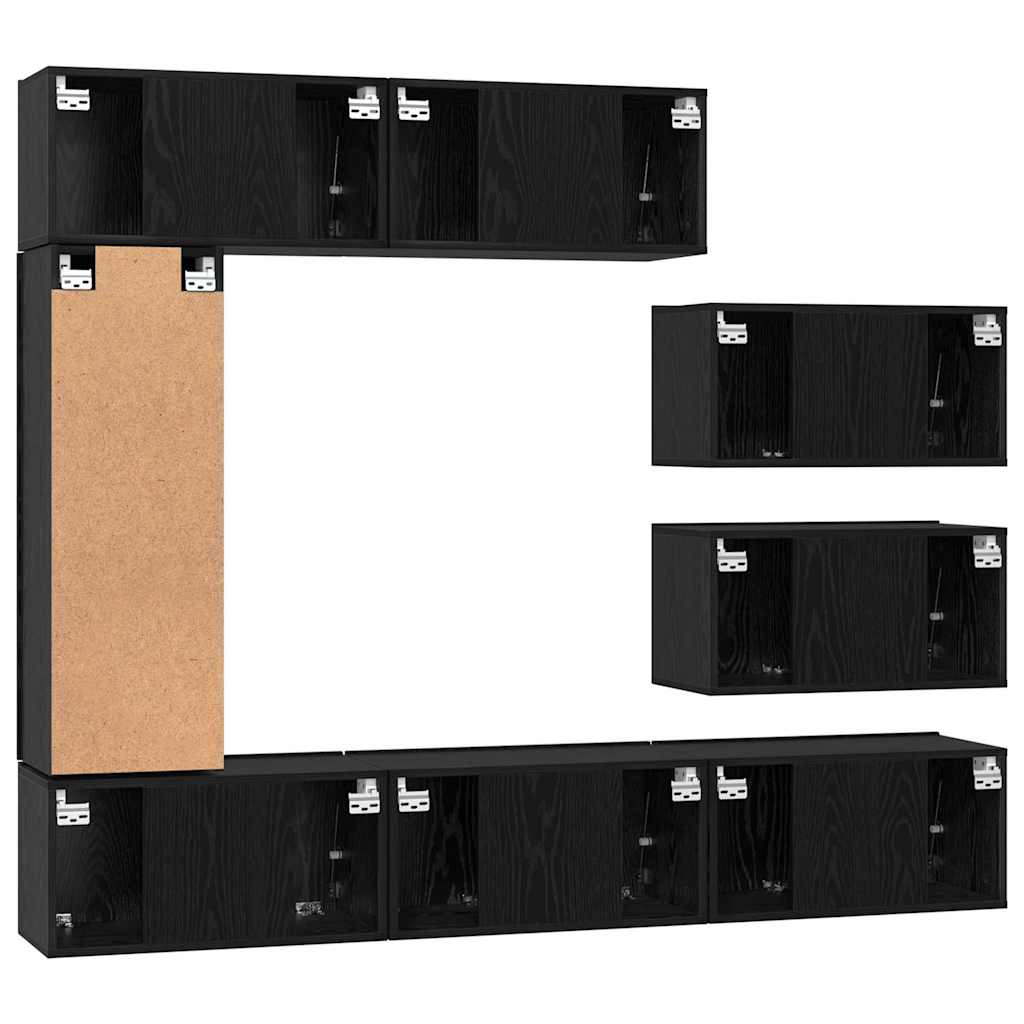 TV-Schrank-Set 8 pcs Schwarze Eiche 30,5 x 30 x 90 cm