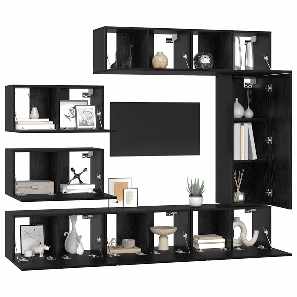 TV-Schrank-Set 8 pcs Schwarze Eiche 30,5 x 30 x 90 cm
