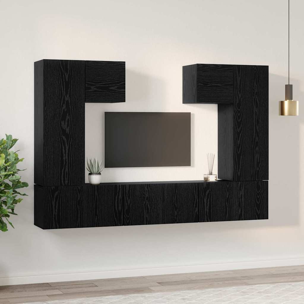 TV-Schrank-Set 7 pcs Schwarze Eiche 180 x 30 x 120 cm
