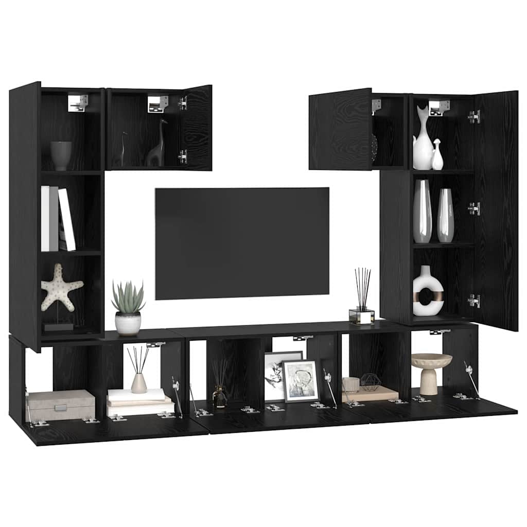 TV-Schrank-Set 7 pcs Schwarze Eiche 180 x 30 x 120 cm