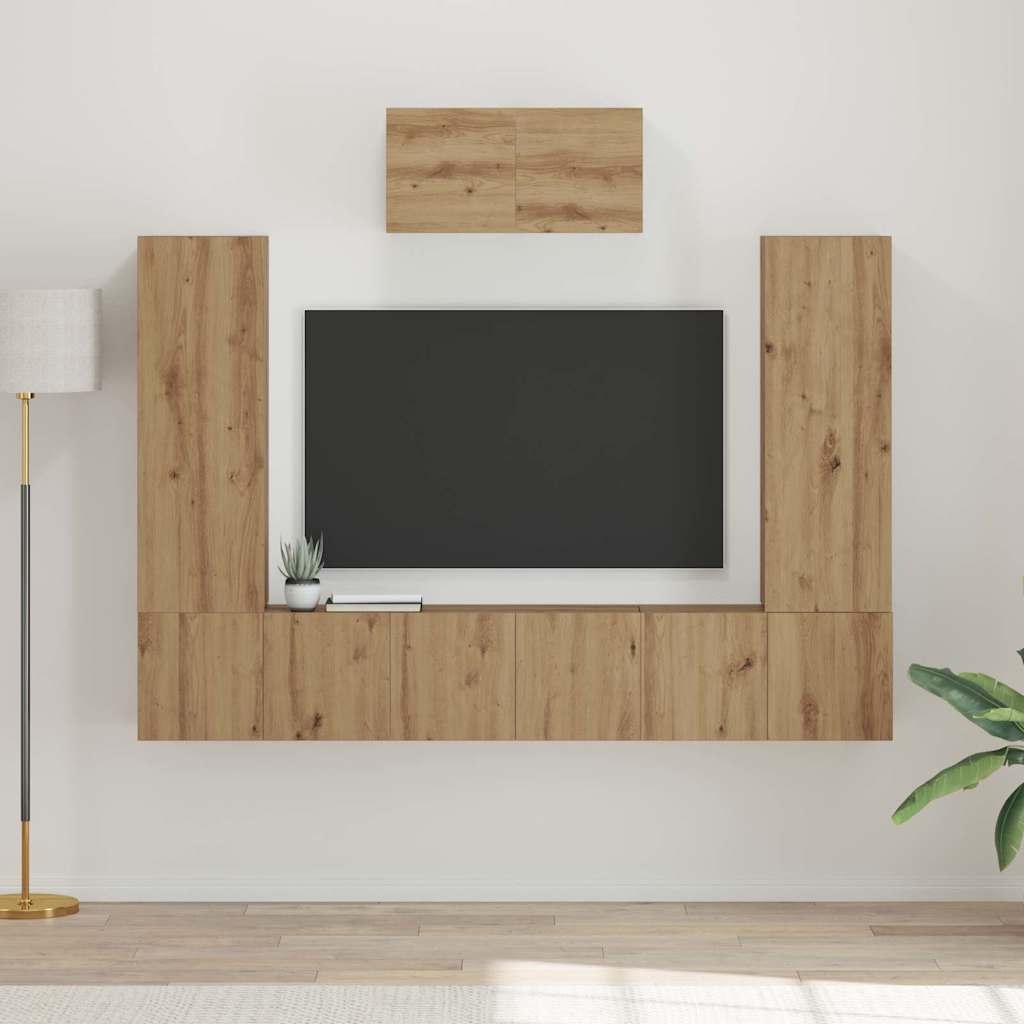 TV-Schrank-Set 7 pcs Eiche handwerklich 180 x 30 x 120 cm