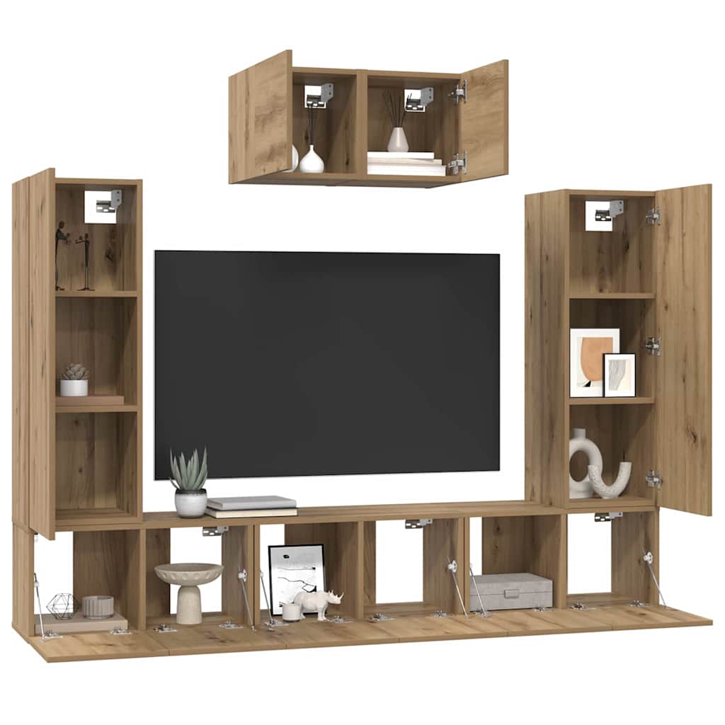 TV-Schrank-Set 7 pcs Eiche handwerklich 180 x 30 x 120 cm