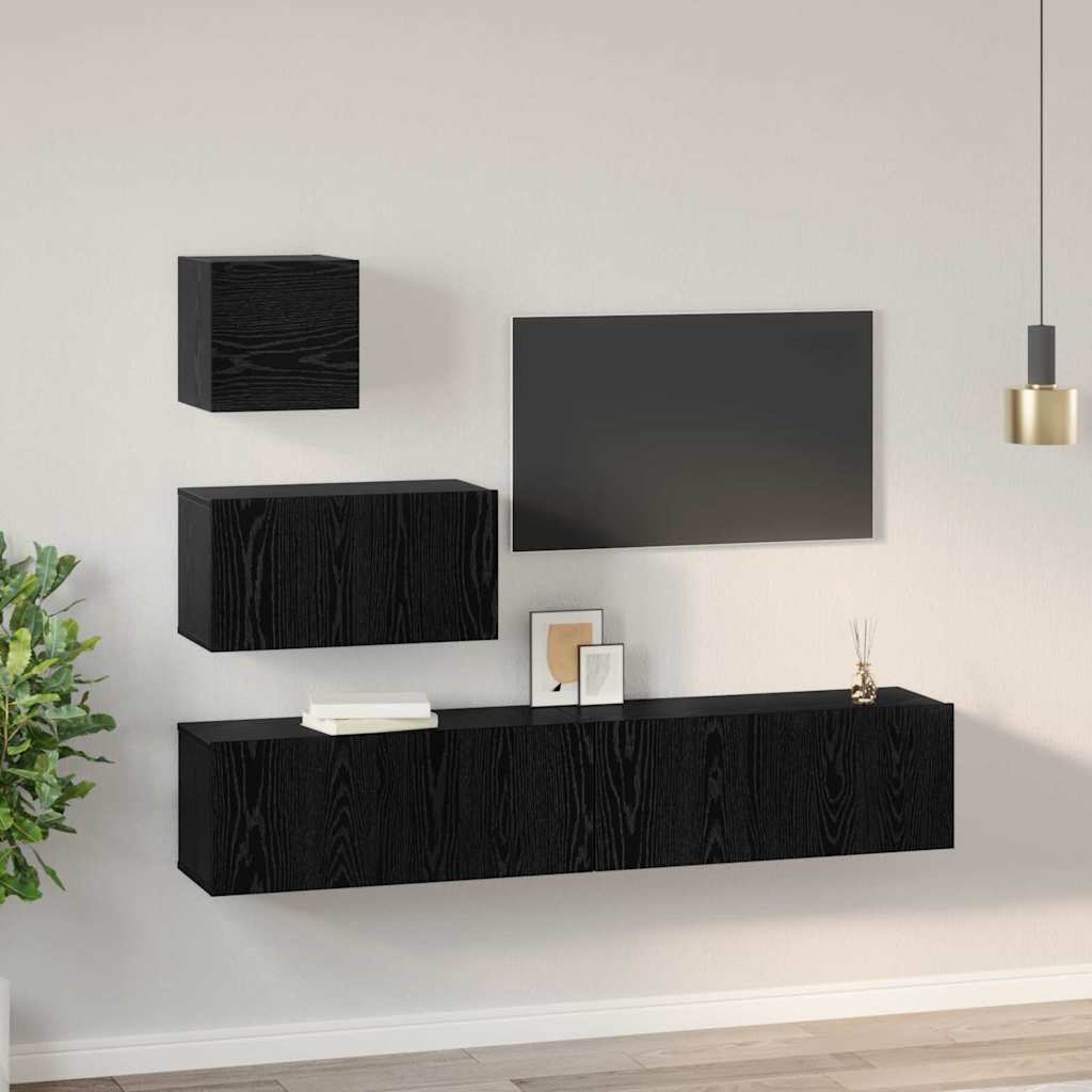 Wand TV Schrank 4 pcs Schwarze Eiche 80 x 30 x 30,5 cm