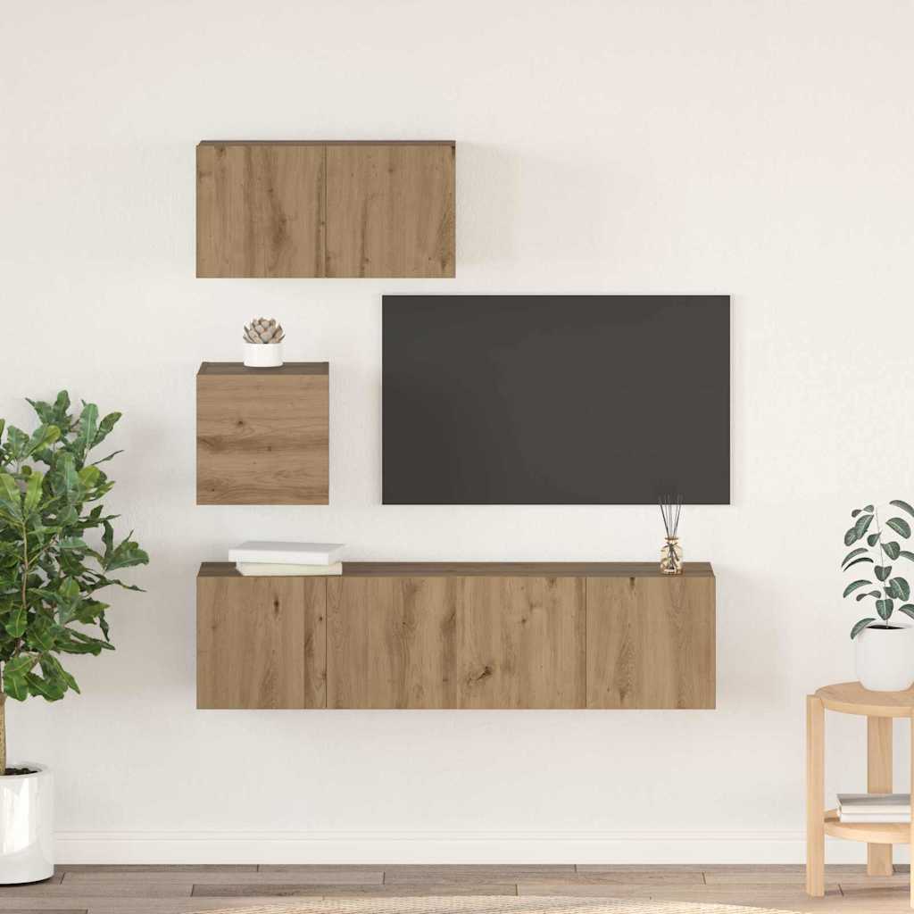 TV-Schrank-Set 4 pcs Eiche handwerklich 60 x 30 x 30 cm