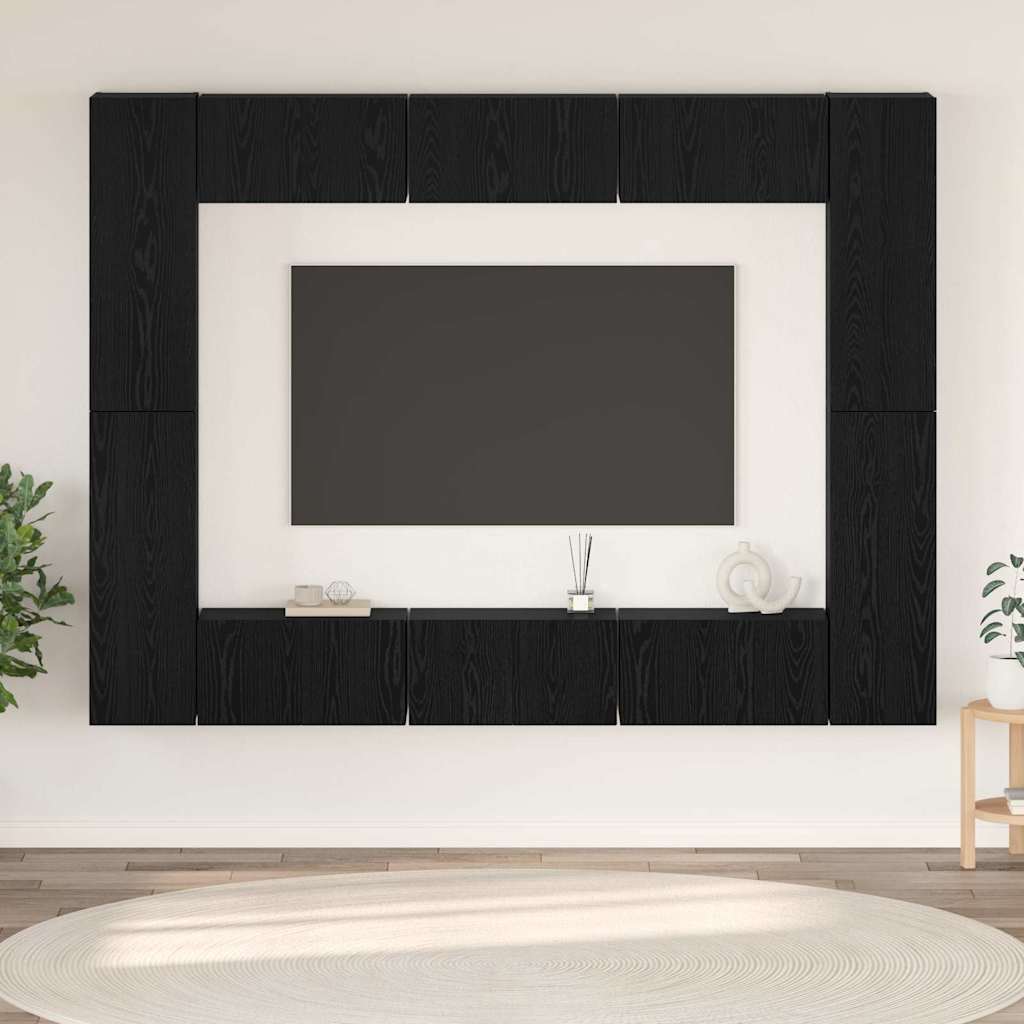 TV-Schrank-Set 10 pcs Schwarze Eiche Mittel 30,5 x 30 x 90 cm