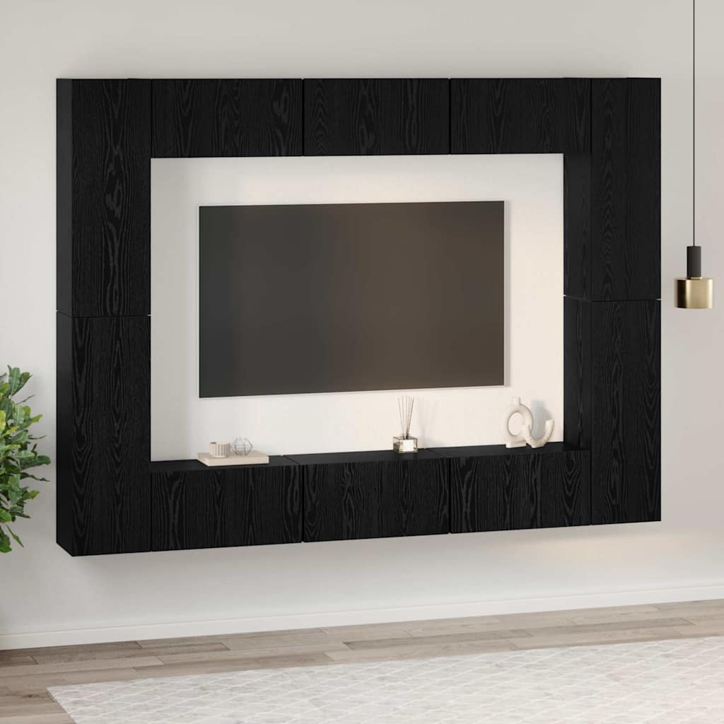 TV-Schrank-Set 10 pcs Schwarze Eiche Mittel 30,5 x 30 x 90 cm