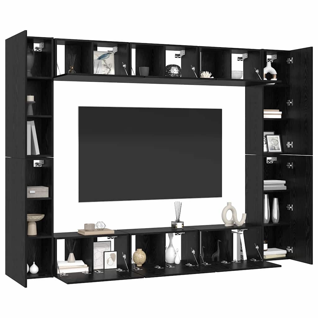 TV-Schrank-Set 10 pcs Schwarze Eiche Mittel 30,5 x 30 x 90 cm