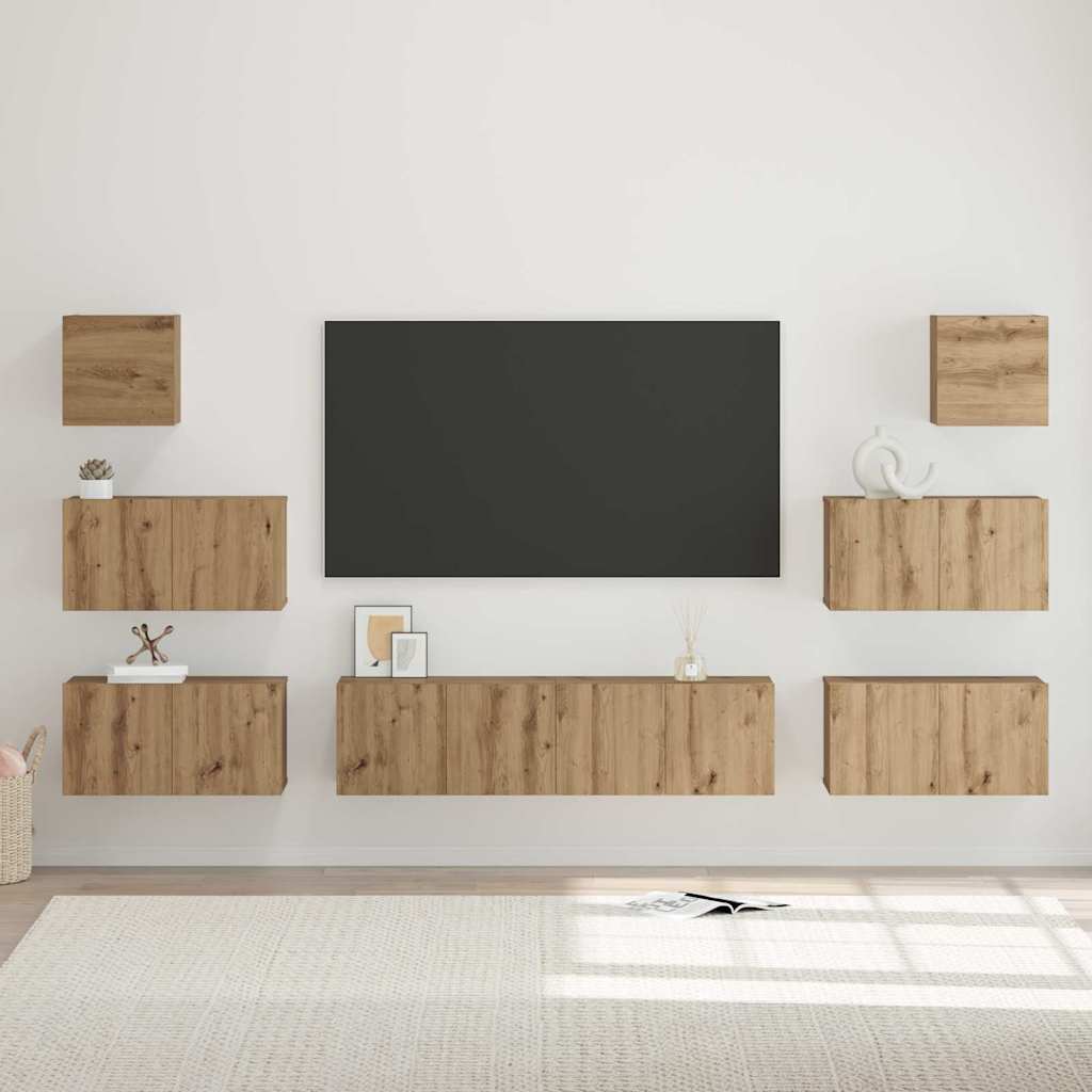 TV-Schrank-Set 8 pcs Eiche handwerklich 60 x 30 x 30 cm