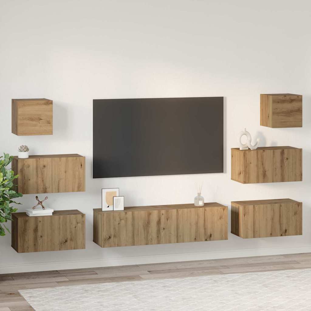 TV-Schrank-Set 8 pcs Eiche handwerklich 60 x 30 x 30 cm