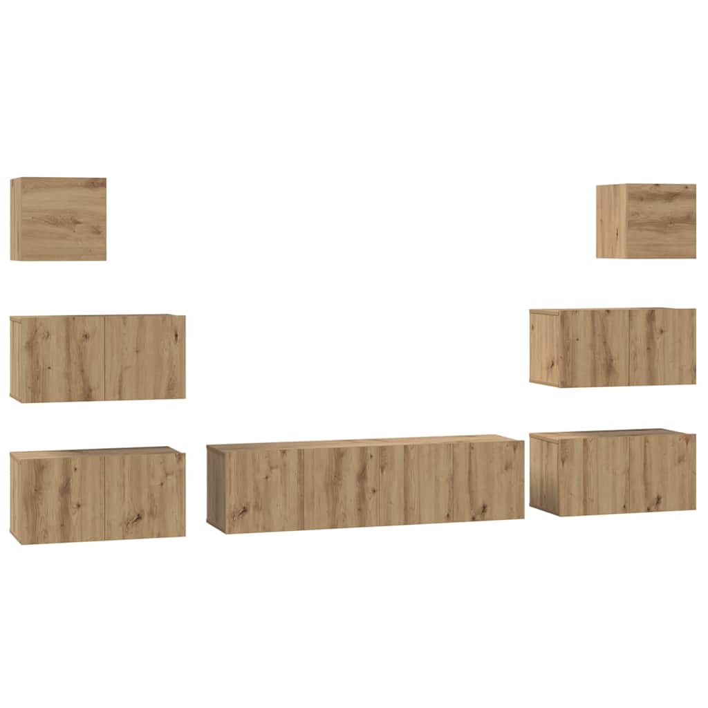 TV-Schrank-Set 8 pcs Eiche handwerklich 60 x 30 x 30 cm