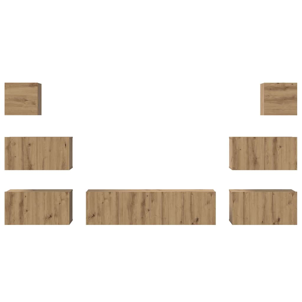 TV-Schrank-Set 8 pcs Eiche handwerklich 60 x 30 x 30 cm