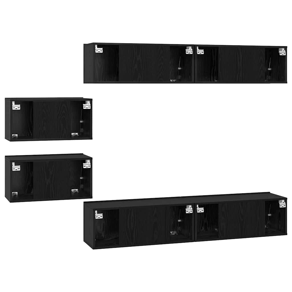 TV-Schrank-Set 6 pcs Schwarze Eiche 80 x 30 x 30,5 cm S