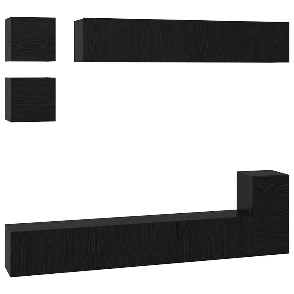 TV-Schrank-Set Wandmontiert 8 pcs Schwarze Eiche Holzwerkstoff
