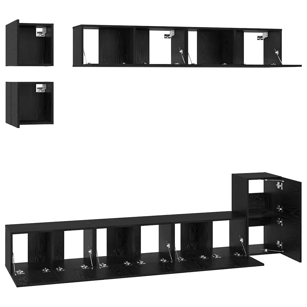 TV-Schrank-Set Wandmontiert 8 pcs Schwarze Eiche Holzwerkstoff