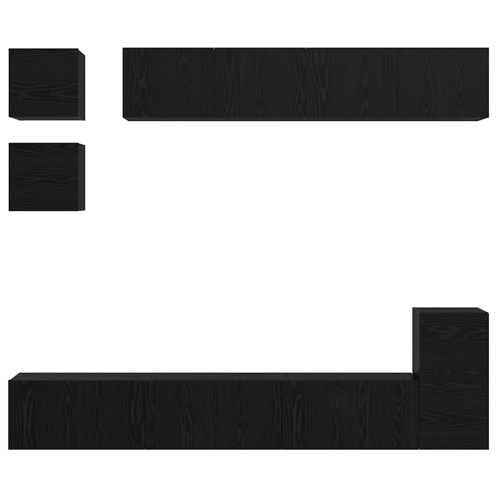 TV-Schrank-Set Wandmontiert 8 pcs Schwarze Eiche Holzwerkstoff
