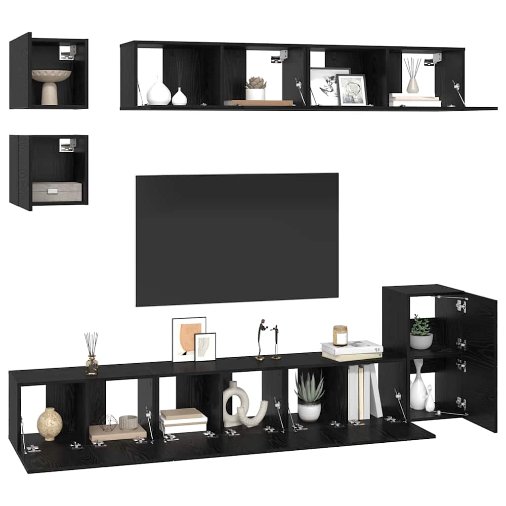 TV-Schrank-Set Wandmontiert 8 pcs Schwarze Eiche Holzwerkstoff