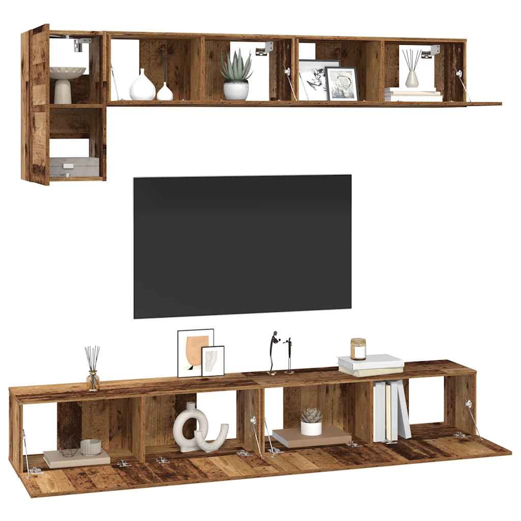 TV-Schrank-Set 5 pcs Altholz 100 x 30 x 30 cm Holzwerkstoff