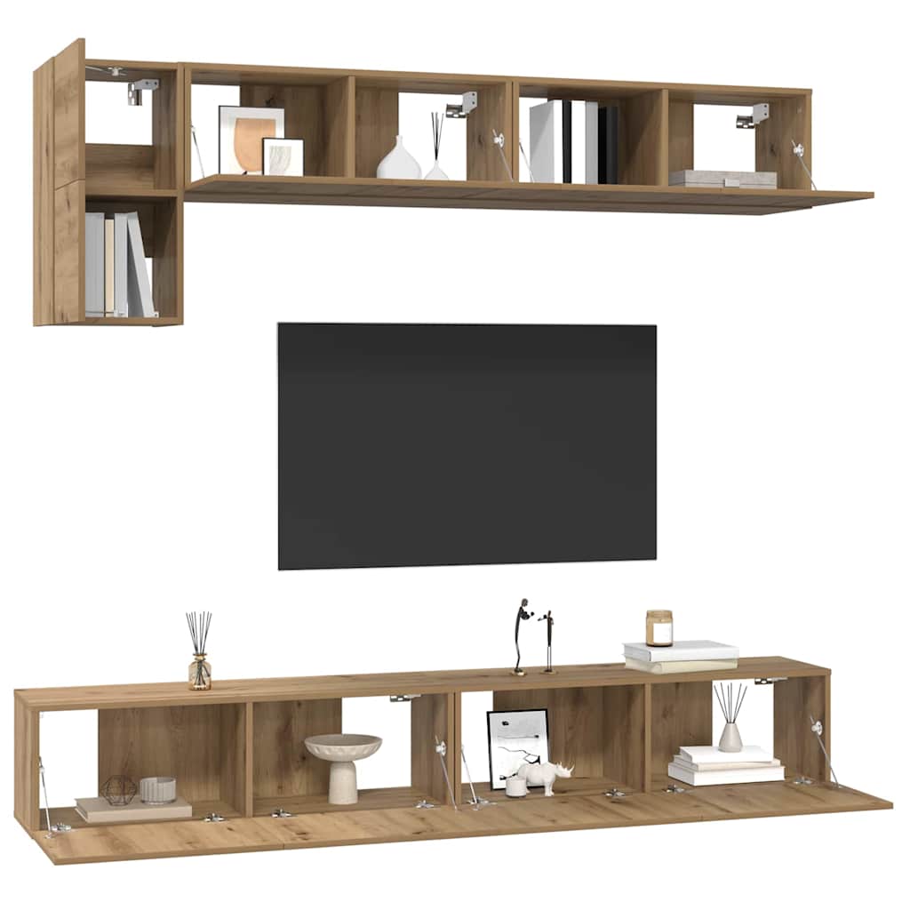 TV-Schrank-Set 5 pcs Eiche handwerklich 100 x 30 x 30 cm