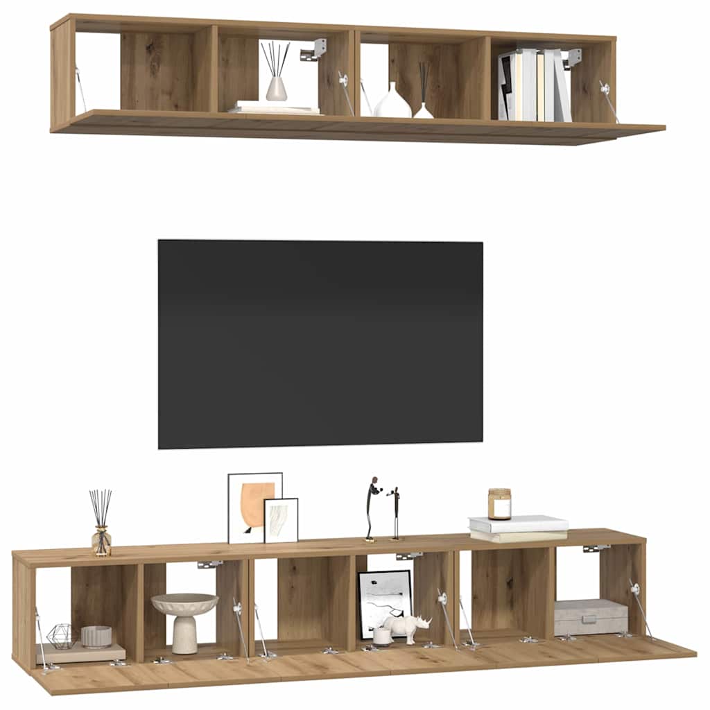 TV-Schrank-Set 5 pcs Eiche handwerklich 100 x 30 x 30 cm