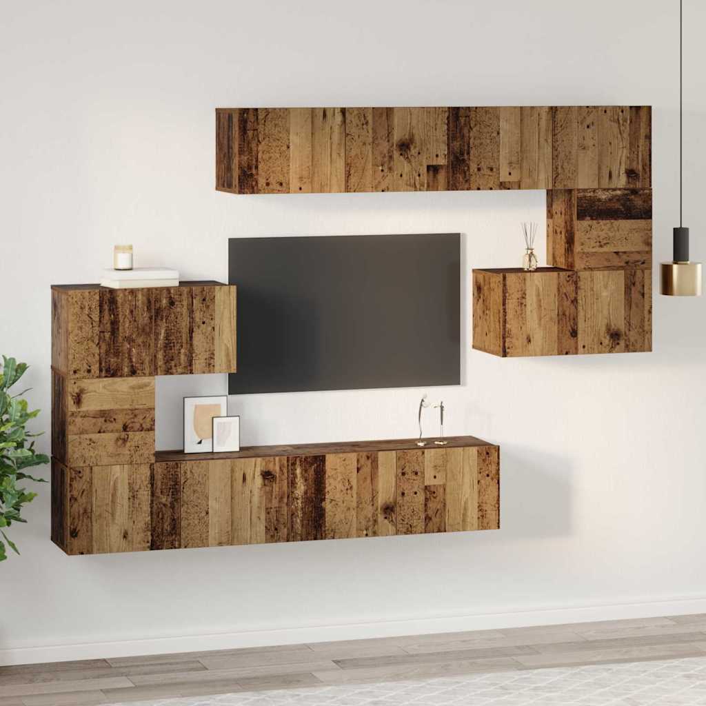 TV-Schrank-Set 8 pcs Altholz 80 x 30 x 30 cm Holzwerkstoff