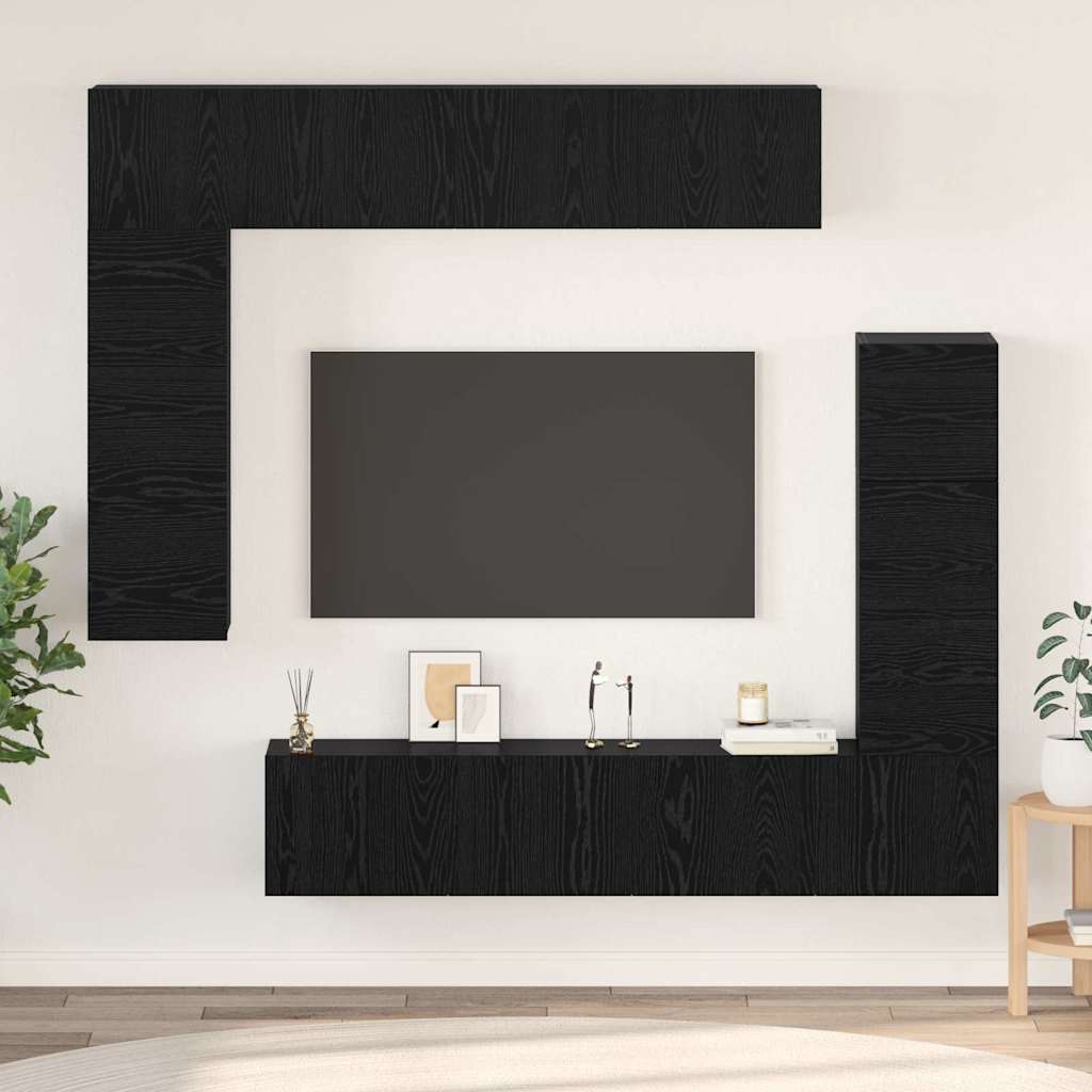 TV-Schrank-Set 8 pcs Schwarze Eiche 80 x 30 x 30 cm