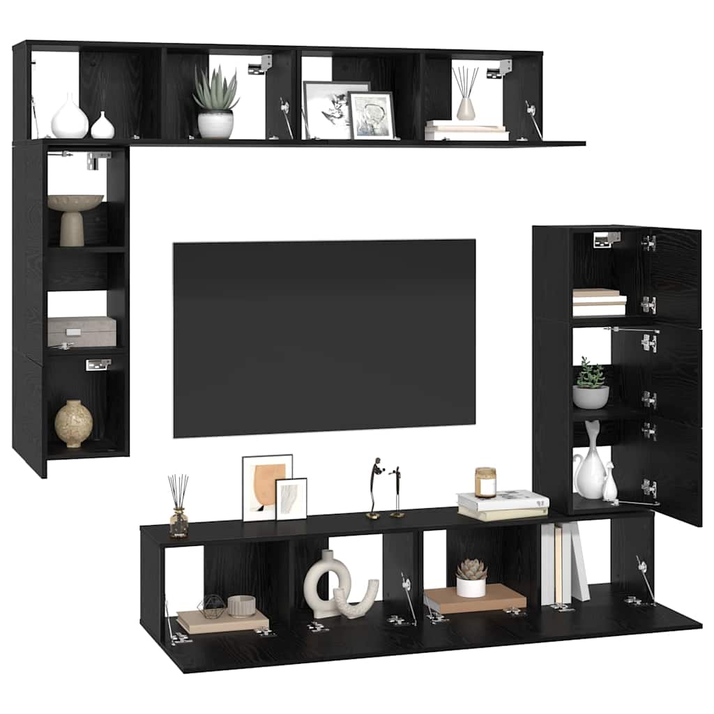 TV-Schrank-Set 8 pcs Schwarze Eiche 80 x 30 x 30 cm