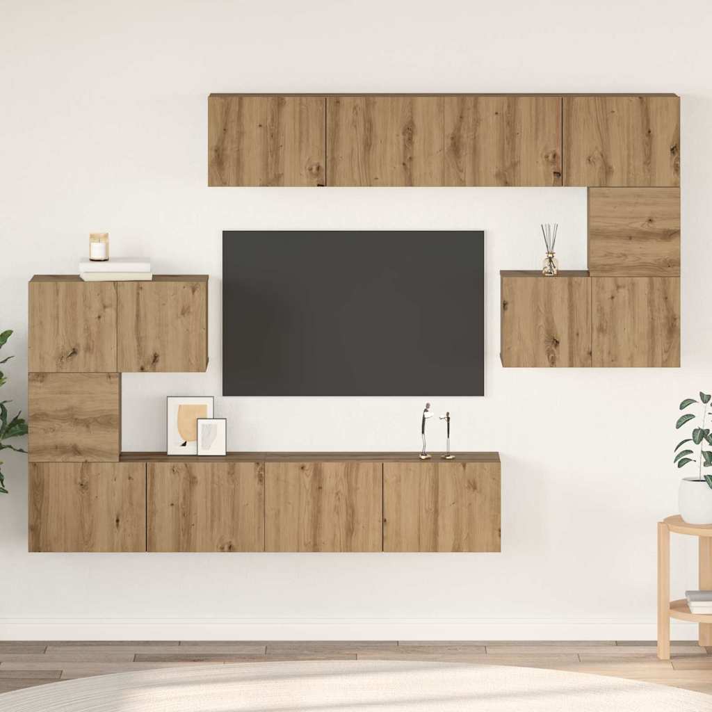 TV-Schrank-Set 8 pcs Eiche handwerklich 80 x 30 x 30 cm