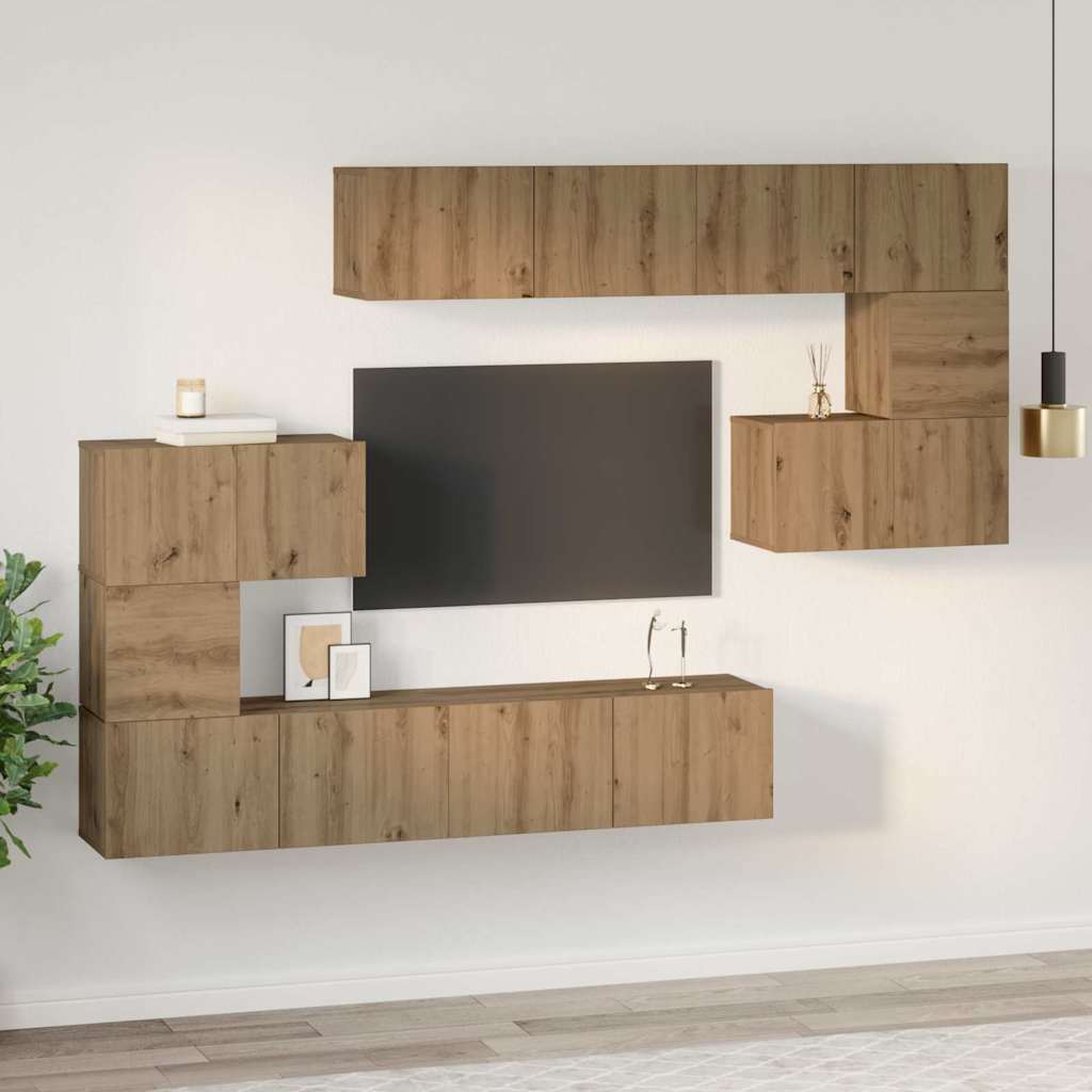 TV-Schrank-Set 8 pcs Eiche handwerklich 80 x 30 x 30 cm