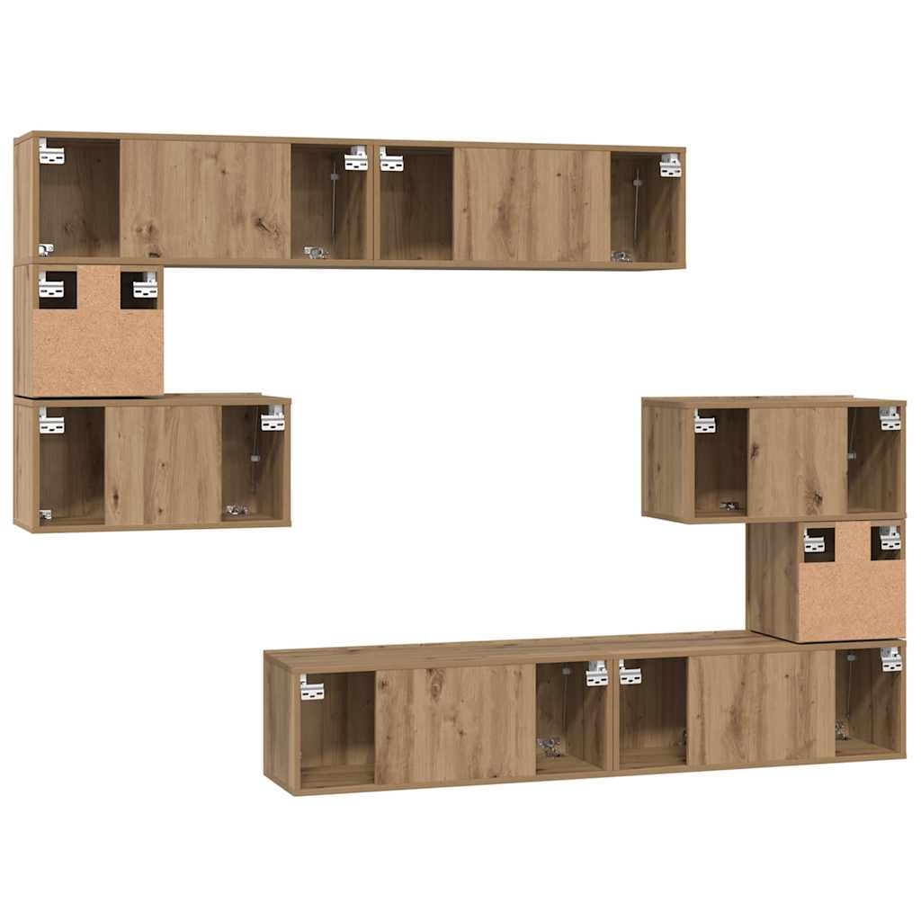 TV-Schrank-Set 8 pcs Eiche handwerklich 80 x 30 x 30 cm