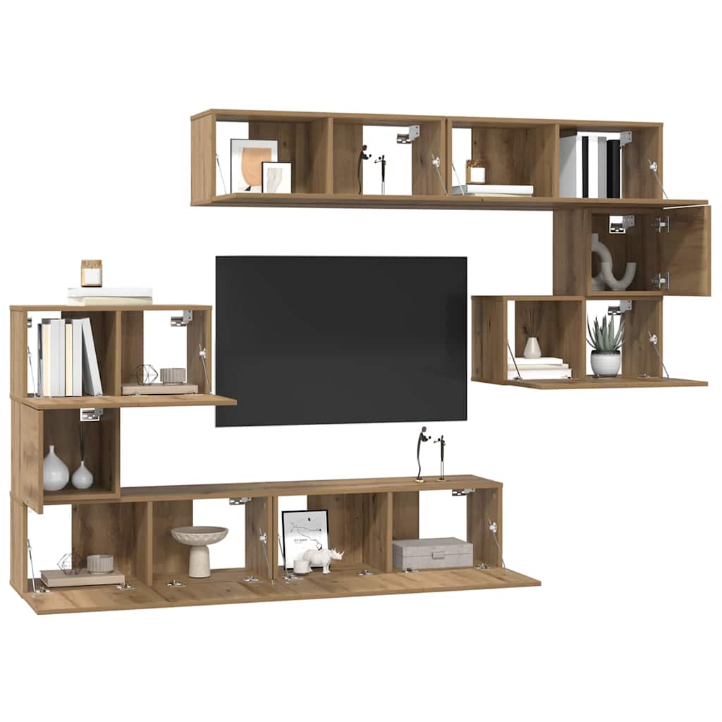 TV-Schrank-Set 8 pcs Eiche handwerklich 80 x 30 x 30 cm